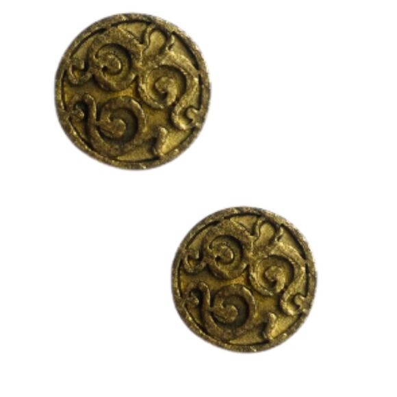 Lot of 6 Vintage Brass Shank Buttons Engraved Etched Metal Sewing Notions Craft - Picture 6 of 7